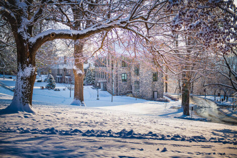 Oechsle Center for Global Education surrounded by snow