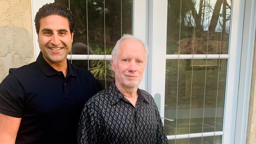 Alex Karapetian ’04 and Jeff Acopian ’75 with Acopian BirdSavers