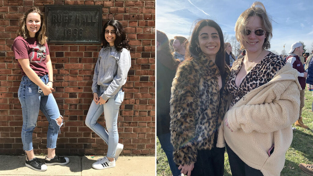 Caitlyn Dempsey ’22 and roommate Donna Hanna ’22 smile