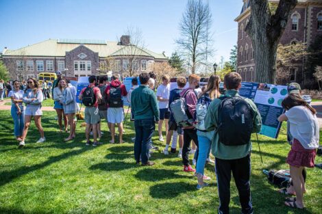 students gather on the Quad