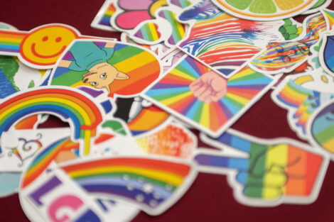 Rainbow stickers and other resources were available during the National Coming Out Day Celebration and Resource Fair.
